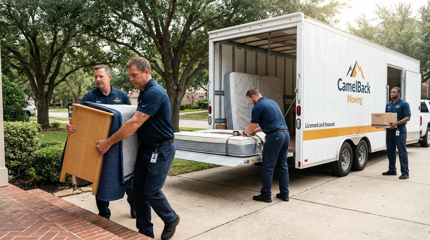 Crew loading residential truck for cross-state move from Jefferson, OH
